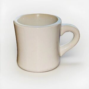 Vintage 1950s Diner Coffee Mug Heavy White Ceramic Restaurant Ware 8 oz 3.5 In